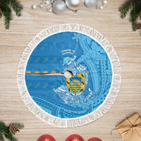 Tuvalu Christmas Tree Skirt Dolphins Santa Xmas Tribal Waves - Polynesian Pride