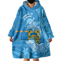 Tuvalu Christmas Wearable Blanket Hoodie Dolphins Santa Xmas Tribal Waves - Polynesian Pride