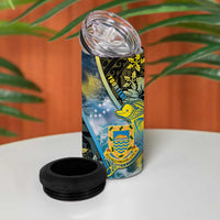 Personalised Tuvalu 4 in 1 Can Cooler Tumbler Dolphin On The Waves