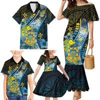 Personalised Tuvalu Family Matching Mermaid Dress and Hawaiian Shirt Dolphin On The Waves
