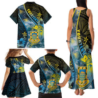 Personalised Tuvalu Family Matching Tank Maxi Dress and Hawaiian Shirt Dolphin On The Waves