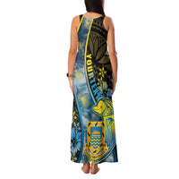 Personalised Tuvalu Family Matching Tank Maxi Dress and Hawaiian Shirt Dolphin On The Waves