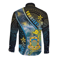 Personalised Tuvalu Long Sleeve Button Shirt Dolphin On The Waves