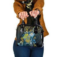 Tuvalu Shoulder Handbag Dolphin On The Waves