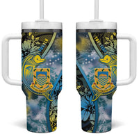 Personalised Tuvalu Tumbler With Handle Dolphin On The Waves