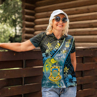 Personalised Tuvalu Women Polo Shirt Dolphin On The Waves