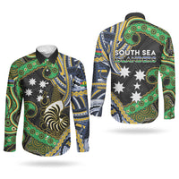 South Sea Islanders And New Caledonia Couples Matching Mermaid Dress and Long Sleeve Button Shirt Nautilus Shell Southern Cross Tribal Pattern DT05 - Polynesian Pride