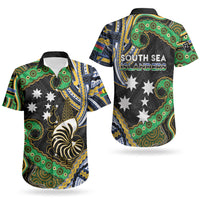 South Sea Islanders And New Caledonia Couples Matching Off Shoulder Short Dress and Hawaiian Shirt Nautilus Shell Southern Cross Tribal Pattern DT05 - Polynesian Pride