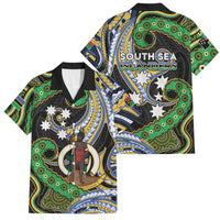 South Sea Islanders And Vanuatu Family Matching Mermaid Dress and Hawaiian Shirt Boar Tusk Warrior Southern Tribal Pattern DT05 Dad's Shirt - Short Sleeve Black - Polynesian Pride