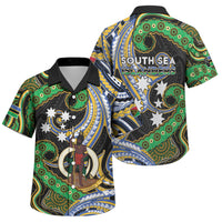 South Sea Islanders And Vanuatu Family Matching Off Shoulder Short Dress and Hawaiian Shirt Boar Tusk Warrior Southern Tribal Pattern DT05 Son's Shirt Black - Polynesian Pride