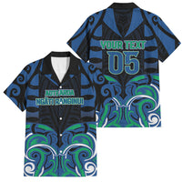 Custom Aotearoa Ngati Ranginui Family Matching Summer Maxi Dress and Hawaiian Shirt New Zealand Traditional Maori Pattern DT05 Dad's Shirt - Short Sleeve Navy - Polynesian Pride