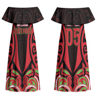 Custom Aotearoa Ngati Maru Couples Matching Off Shoulder Maxi Dress and Hawaiian Shirt New Zealand Traditional Maori Pattern DT05 - Polynesian Pride