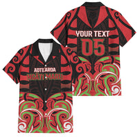Custom Aotearoa Ngati Maru Family Matching Long Sleeve Bodycon Dress and Hawaiian Shirt New Zealand Traditional Maori Pattern DT05 Dad's Shirt - Short Sleeve Red - Polynesian Pride
