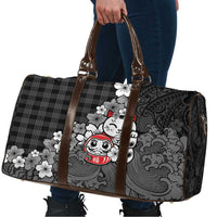 Black Palaka Hawaiian And Japanese Travel Bag Maneki Neko And Sakura Bloom DT05 - Polynesian Pride