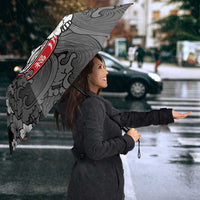 Black Palaka Hawaiian And Japanese Umbrella Maneki Neko And Sakura Bloom