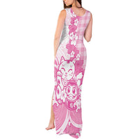 Pink Palaka Hawaiian And Japanese Tank Maxi Dress Maneki Neko And Sakura Bloom