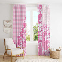 Pink Palaka Hawaiian And Japanese Window Curtain Maneki Neko And Sakura Bloom