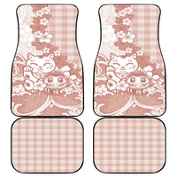 Beige Palaka Hawaiian And Japanese Car Mats Maneki Neko And Sakura Bloom