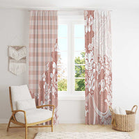 Beige Palaka Hawaiian And Japanese Window Curtain Maneki Neko And Sakura Bloom