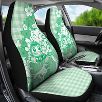 Green Palaka Hawaiian And Japanese Car Seat Cover Maneki Neko And Sakura Bloom