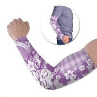 Purple Palaka Hawaiian And Japanese Arm Sleeves Maneki Neko And Sakura Bloom
