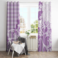 Purple Palaka Hawaiian And Japanese Window Curtain Maneki Neko And Sakura Bloom