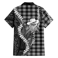 Black Hawaii Palaka Cowboy Turtle Family Matching Long Sleeve Bodycon Dress and Hawaiian Shirt Hawaiian Paniolo Puakenikeni Maile Lei DT05 - Polynesian Pride