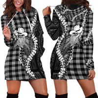 Black Hawaii Palaka Cowboy Turtle Hoodie Dress Hawaiian Paniolo Puakenikeni Maile Lei DT05 - Polynesian Pride