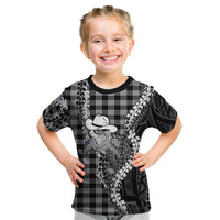 Black Hawaii Palaka Cowboy Turtle Kid T Shirt Hawaiian Paniolo Puakenikeni Maile Lei