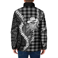 Black Hawaii Palaka Cowboy Turtle Padded Jacket Hawaiian Paniolo Puakenikeni Maile Lei