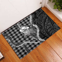 Black Hawaii Palaka Cowboy Turtle Rubber Doormat Hawaiian Paniolo Puakenikeni Maile Lei