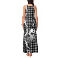 Black Hawaii Palaka Cowboy Turtle Tank Maxi Dress Hawaiian Paniolo Puakenikeni Maile Lei