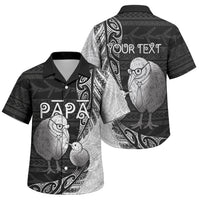 Personalised New Zealand Father's Day Family Matching Puletasi and Hawaiian Shirt Papa Kiwi Bird Tribal Pattern DT05 Son's Shirt Black - Polynesian Pride