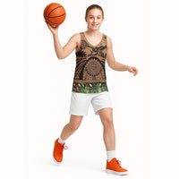Polynesia Maui Tattoo Inspired Basketball Jersey Tropical Leaf Skirt Costume