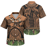 Polynesia Maui Tattoo Inspired Family Matching Off Shoulder Maxi Dress and Hawaiian Shirt Tropical Leaf Skirt Costume