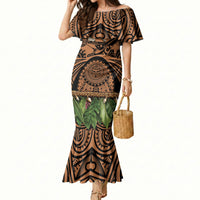Polynesia Maui Tattoo Inspired Mermaid Dress Tropical Leaf Skirt Costume