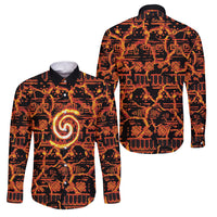 Polynesia Lava Monster Cosplay Family Matching Off Shoulder Maxi Dress and Hawaiian Shirt Fiery Glowing Volcano Crack Pattern