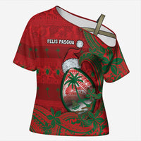 Guam Christmas Cross Shoulder Shirt Chamorro Seal Hat Santa Tribal Waves - Polynesian Pride
