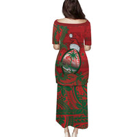 Guam Christmas Family Matching Puletasi and Hawaiian Shirt Chamorro Seal Hat Santa Tribal Waves DT05 - Polynesian Pride