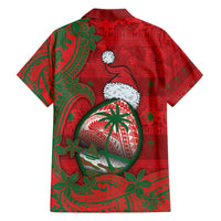 Guam Christmas Family Matching Summer Maxi Dress and Hawaiian Shirt Chamorro Seal Hat Santa Tribal Waves DT05 - Polynesian Pride