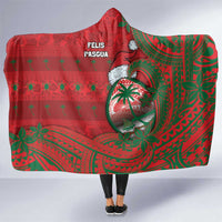 Guam Christmas Hooded Blanket Chamorro Seal Hat Santa Tribal Waves - Polynesian Pride