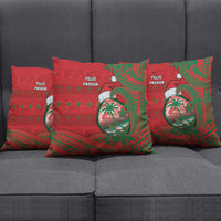 Guam Christmas Pillow Cover Chamorro Seal Hat Santa Tribal Waves - Polynesian Pride