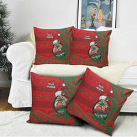 Guam Christmas Pillow Cover Chamorro Seal Hat Santa Tribal Waves - Polynesian Pride