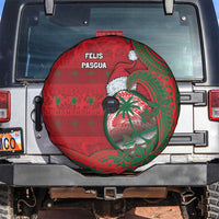 Guam Christmas Spare Tire Cover Chamorro Seal Hat Santa Tribal Waves - Polynesian Pride