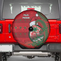 Guam Christmas Spare Tire Cover Chamorro Seal Hat Santa Tribal Waves - Polynesian Pride