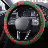Guam Christmas Steering Wheel Cover Chamorro Seal Hat Santa Tribal Waves - Polynesian Pride