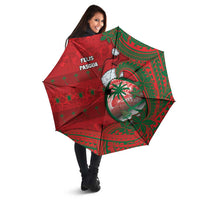 Guam Christmas Umbrella Chamorro Seal Hat Santa Tribal Waves - Polynesian Pride