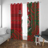 Guam Christmas Window Curtain Chamorro Seal Hat Santa Tribal Waves - Polynesian Pride