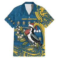 Nauru Christmas Family Matching Mermaid Dress and Hawaiian Shirt Frigatebird Bird Santa Tribal Waves - Polynesian Pride