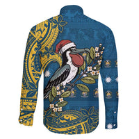 Nauru Christmas Family Matching Mermaid Dress and Hawaiian Shirt Frigatebird Bird Santa Tribal Waves - Polynesian Pride